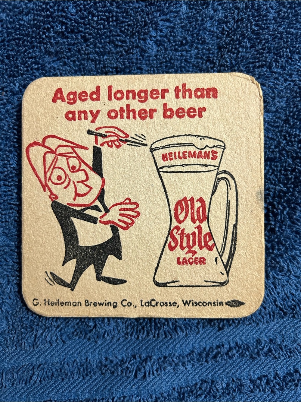 Old Style Lager Vintage Beer Coaster - Red and Black Print